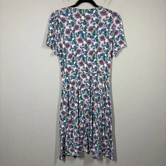 Boden Size 6 Shift Dress Green Floral Crew Neck Smocked Waist Short Sleeves - Picture 3 of 8